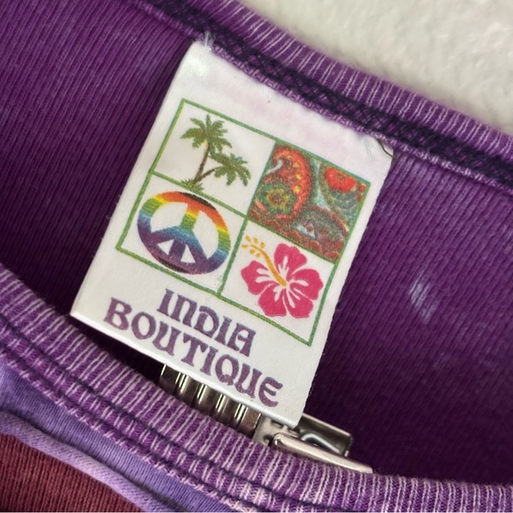 India Boutique Long Sleeve Patchwork Top - Purple & Pink - Size M/L - Picture 9 of 10